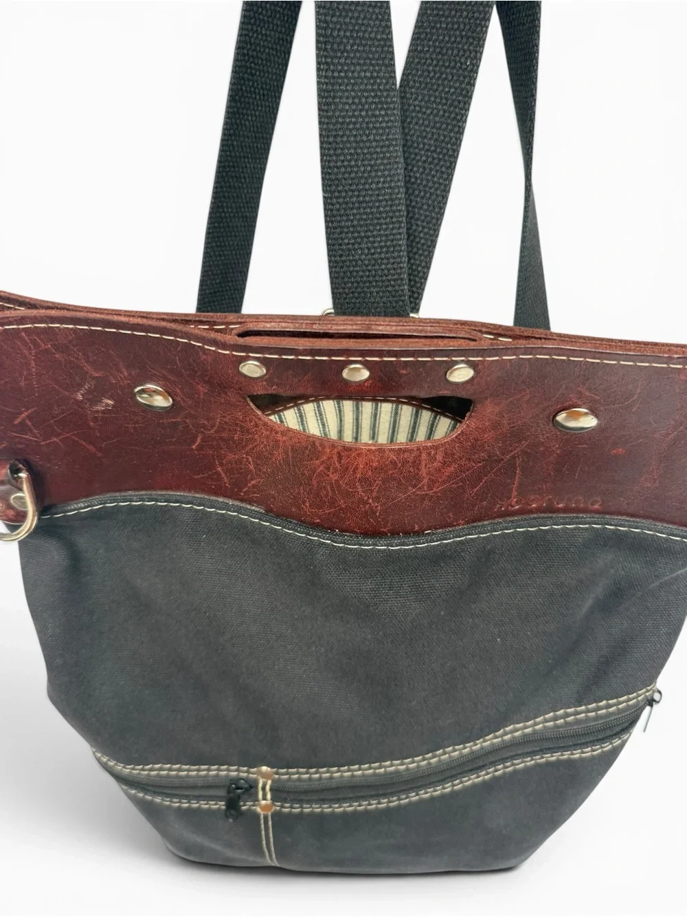 Xobruno Made in Oregon Canvas Leather Convertible Backpack Tote